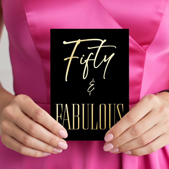 Modern Black White Fifty & Fabulous Birthday (Creator Uploaded)