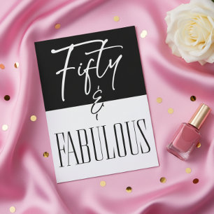 Modern Black White Fifty & Fabulous Birthday Invitation