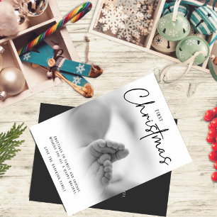 Modern black&white First Christmas  Holiday Card