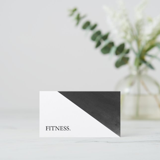 Modern Black & White Fitness Business Card (Standing Front)