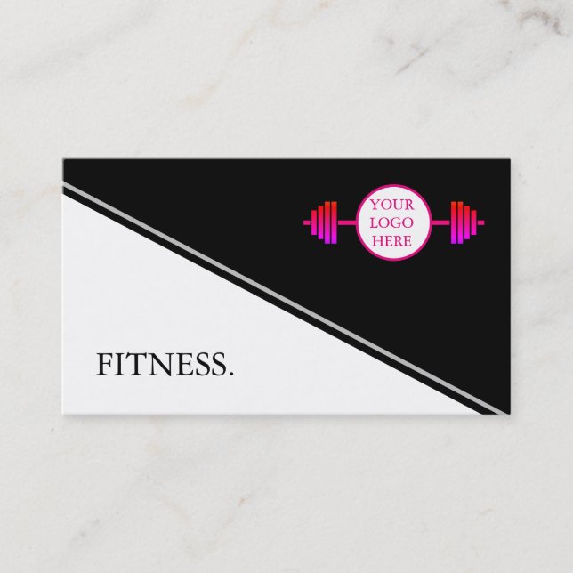Modern Black & White Fitness Business Card (Front)