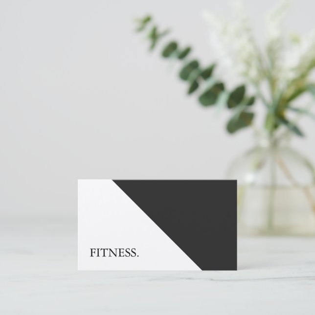Modern Black & White Fitness Business Card (Standing Front)