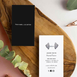 Modern Black & White Fitness Trainer Business Card