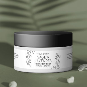 Modern Black & White Floral 4 OZ Body Product Jar Wrap Around Label