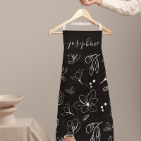 Modern Black White Floral lineart personalised