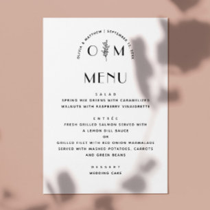 Modern Black & White Floral Wedding   Minimalist Menu