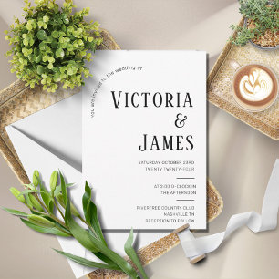 Modern Black & White Formal Wedding Invitation