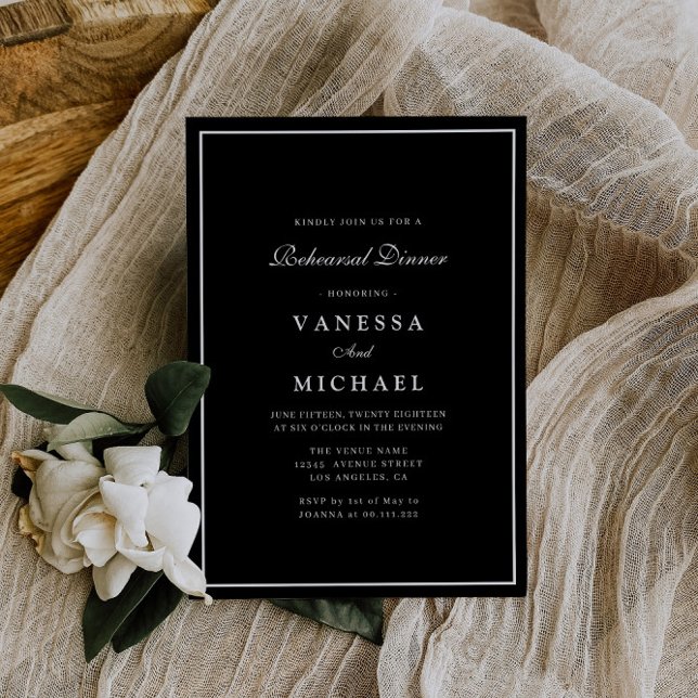 modern black white frame rehearsal dinner invitation (Creator Uploaded)