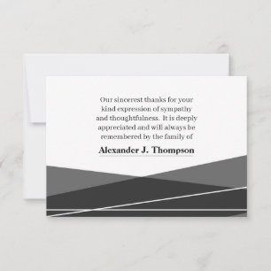 Modern Black & White Funeral Thank You Card