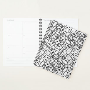 Modern Black & White Geometric Pattern Planner