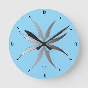 Modern Black & White Geometric Tech Wall Clock
