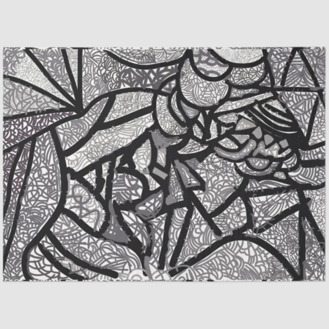 Modern Black & White Geometric Tissue Paper (Front)