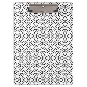 Modern Black & White Geometric Triangle Pattern Clipboard