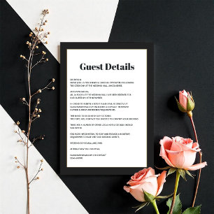 Modern Black & White Geometric Wedding Guest Info Enclosure Card