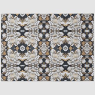 Modern Black White & Gold Floral Tissue Paper