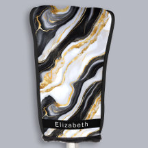 Modern Black White Gold Marble Personalized