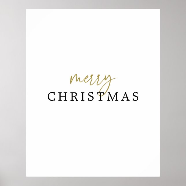 Modern Black & White Gold Merry Christmas  Poster (Front)