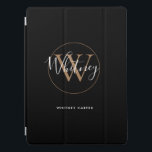 Modern Black White Gold Script Monogram Name  iPad Pro Cover<br><div class="desc">Simple modern black white gold script monogram ipad pro cover. You can personalise the name and monogram initial to create your own unique design. Designed by Thisisnotme©</div>
