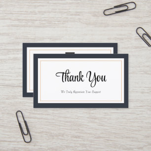 Modern Black White Gold Thank You Card