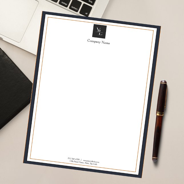 Modern Black White Gold with Business Logo Notepad (Creator Uploaded)