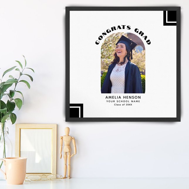 Modern Black White Graduate Guest Signature Photo  Poster (Creator Uploaded)