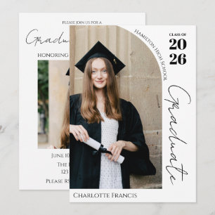 Modern Black & White Graduation Announcement/Party Invitation