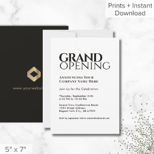 Modern Black White Grand Opening Invitation