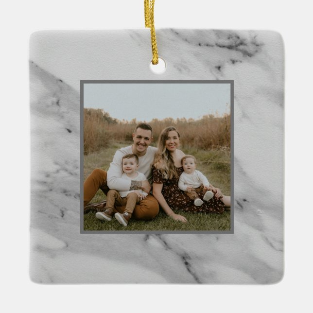 Modern black white grey marble pattern  ceramic ornament (Front)