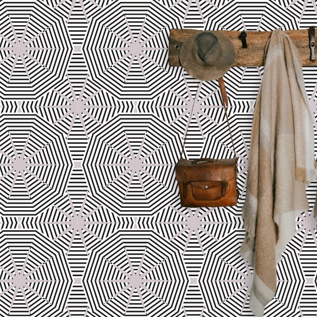 Modern Black White Grey Striped Op Art Pattern Wallpaper (Creator Uploaded)