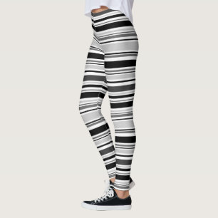 Modern Black White Grey Stripes Pattern Leggings