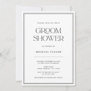 Modern Black & White Groom Shower Invitation