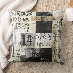 Modern Black & White Grunge Typography Cushion