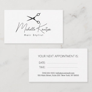 Modern black white Hairstylist Appointment Card