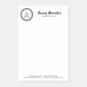 Modern Black & White Hairstylist Scissors Logo Post-it Notes
