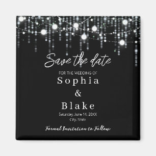 Modern Black & White Hanging Lights Save the Date Magnet