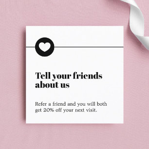 Modern Black White Heart Salon Referral Card
