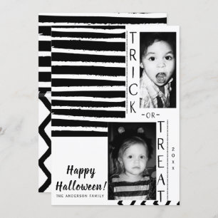 Modern Black White High Contrast Halloween Photo Invitation