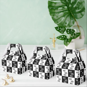 Modern Black White Ho Ho Santa Laugh Christmas Favour Box