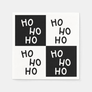 Modern Black White Ho Ho Santa Laugh Christmas Napkin