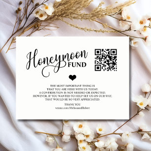 Modern Black & White Honeymoon Fund + QR Code Enclosure Card
