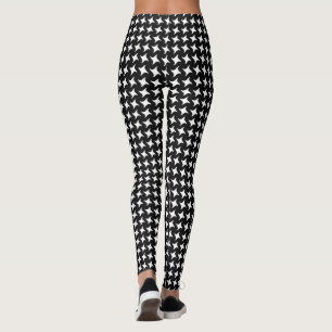 Modern Black & White Hounds Tooth Pattern Leggings