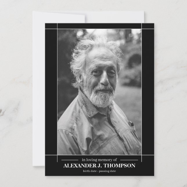 Modern Black & White In Loving Memory Funeral Thank You Card (Front)