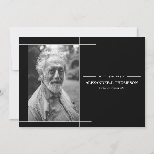 Modern Black & White In Loving Memory Funeral Thank You Card (Front)