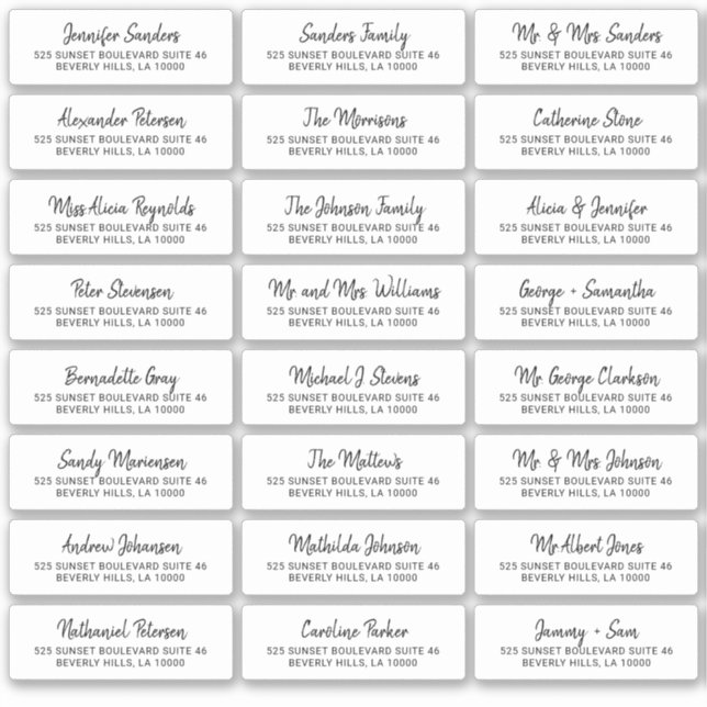 Modern black white individual guest address labels (Front)