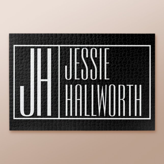 Modern, Black & White, Initials & Name Logo Look Jigsaw Puzzle (Creator Uploaded)