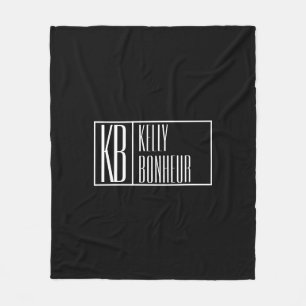 Modern Black & White Initials with Name Monogram Fleece Blanket