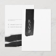 Modern Black + White Ink Wedding RSVP Card