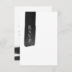 Modern Black + White Ink Wedding RSVP Card