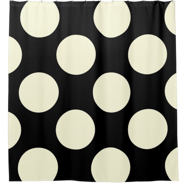 Modern black White Large Polka Dots Shower Curtain (Front)