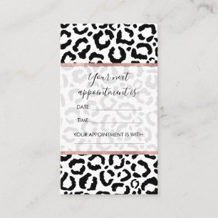 Modern Black White Leopard Animal Print Pattern Appointment Card